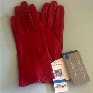 Charter Club Vibrant Red Leather Gloves